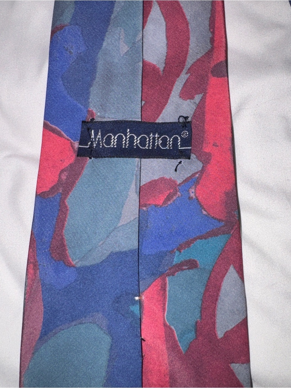 Manhattan Multicolor Abstract Silk Tie - Blue & Red